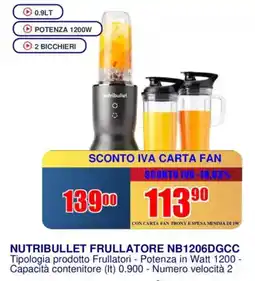 Trony NUTRIBULLET FRULLATORE NB1206DGCC offerta