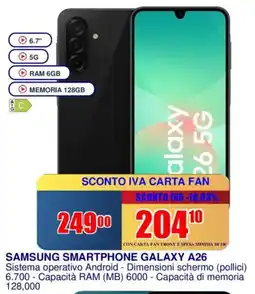 Trony SAMSUNG SMARTPHONE GALAXY A26 offerta