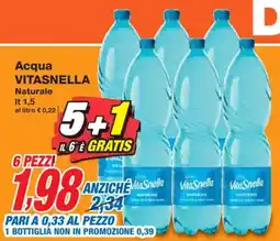 Prix Quality Acqua VITASNELLA Naturale offerta