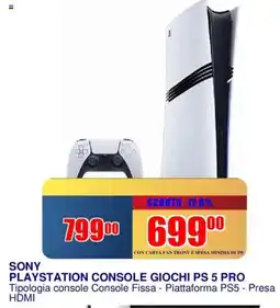 Trony SONY PLAYSTATION CONSOLE GIOCHI PS 5 PRO offerta