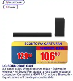Trony LG SOUNDBAR S40T offerta