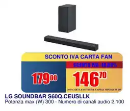 Trony LG SOUNDBAR S60Q.CEUSLLK offerta