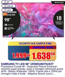 Trony SAMSUNG TV LED 98" UE98DU9070UXZT offerta