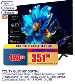 Trony TCL TV QLED 55" 55P79K offerta