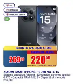 Trony XIAOMI SMARTPHONE REDMI NOTE 15 offerta