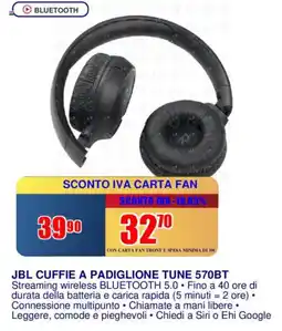 Trony JBL CUFFIE A PADIGLIONE TUNE 570BT offerta