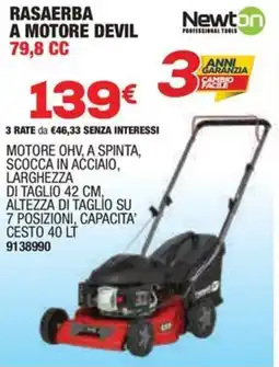Bricofer Newton rasaerba a motore devil 79,8 CC offerta