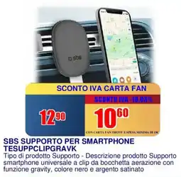 Trony SBS SUPPORTO PER SMARTPHONE TESUPPCLIPGRAVK offerta