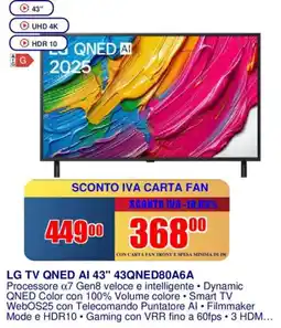 Trony LG TV QNED AI 43" 43QNED80A6A offerta