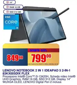 Trony LENOVO NOTEBOOK 2 IN 1 IDEAPAD 5 2-IN-1 83KX005DIX FLEX offerta