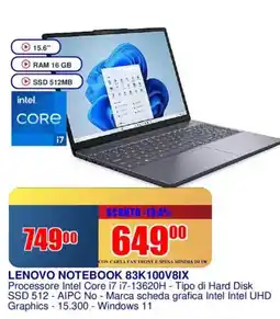 Trony LENOVO NOTEBOOK 83K100V8IX offerta