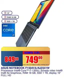 Trony ASUS NOTEBOOK F1504VA-NJ2341W offerta