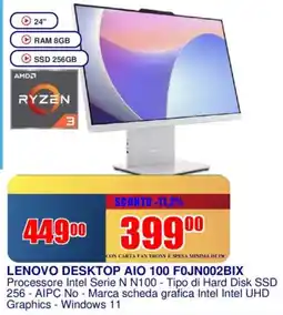 Trony LENOVO DESKTOP AIO 100 FOJN002BIX offerta