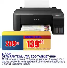 Trony EPSON STAMPANTE MULTIF. ECO TANK ET-1810 offerta