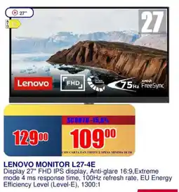 Trony LENOVO MONITOR L27-4E offerta