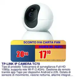 Trony TP-LINK IP CAMERA TC70 offerta
