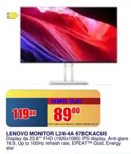 Trony LENOVO MONITOR L241-4A 67BCKAC615 offerta