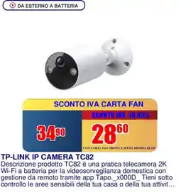Trony TP-LINK IP CAMERA TC82 offerta