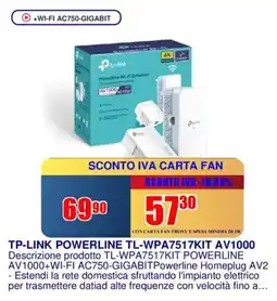 Trony TP-LINK POWERLINE TL-WPA7517KIT AV1000 offerta