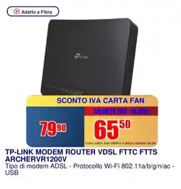 Trony TP-LINK MODEM ROUTER VDSL FTTC FTTS ARCHERVR1200V offerta