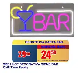 Trony SBS LUCE DECORATIVA SIGNS BAR Chill Time Ready offerta