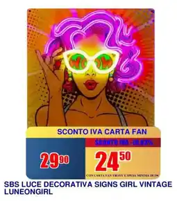 Trony Sbs luce decorativa signs girl vintage luneongirl offerta