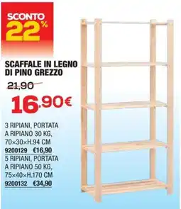 Bricofer Scaffale in legno di pino grezzo offerta