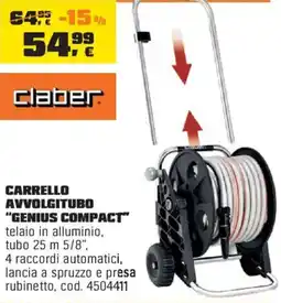 OBI Claber carrello avvolgitubo "genius compact" offerta
