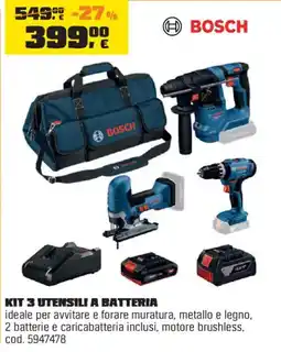 OBI Bosch kit 3 utensili a batteria offerta