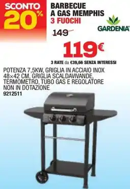 Bricofer Gardenia barbecue a gas memphis 3 fuochi offerta