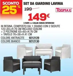 Bricofer Toomax set da giardino lavinia offerta