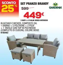 Bricofer Gardenia set pranzo brandy offerta