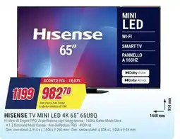 Trony HISENSE TV MINI LED 4K 65" 65U8Q offerta
