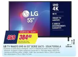 Trony LG TV WebOS UHD AI 55" SERIE UA75-55UA75006LA offerta