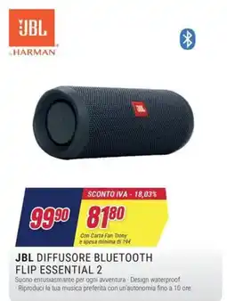 Trony JBL diffusore bluetooth flip essential 2 offerta