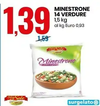 Eurospin Minestrone 14 verdure surgelate 1500 g(ml) offerta