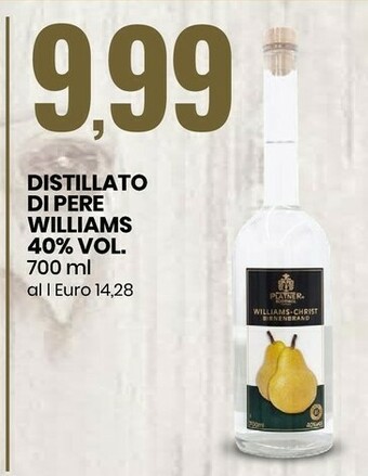Eurospin Distillato di pere williams 40% vol 700 ml offerta