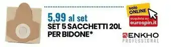 Eurospin Enkho set 5 sacchetti 20 l per bidone offerta