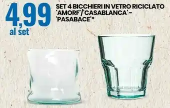 Eurospin Set 4 bicchieri in vetro riciclato offerta