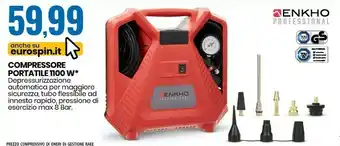 Eurospin Enkho compressore portatile 1100 w offerta