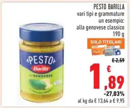 Conad Pesto Barilla offerta