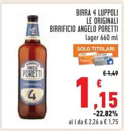 Conad Birra 4 Luppoli Le Originali Birrificio Angelo Poretti offerta