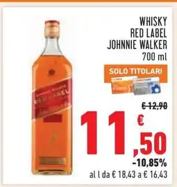 Conad WHISKY RED LABEL JOHNNIE WALKER 700 ml offerta