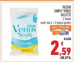 Conad RASOIO SIMPLY VENUS GILLETTE offerta