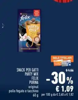 Conad Snack per gatti Party Mix Felix Purina offerta