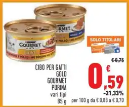 Conad Cibo per gatti Gold Gourmet Purina offerta