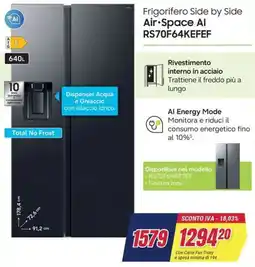 Trony SAMSUNG Frigorifero Side by Side Air-Space Al RS70F64KEFEF offerta