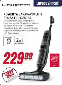 Trony ROWENTA LAVAPAVIMENTI SENZA FILI GZ5035 offerta