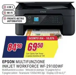 Trony EPSON MULTIFUNZIONE INKJET WORKFORCE WF-2910DWF offerta