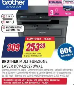 Trony BROTHER MULTIFUNZIONE LASER DCP-L2627DWXL offerta